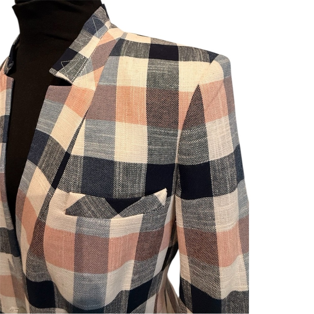 NWT Classic Veronica Beard Upcollar Schoolboy Multicolor Plaid Blazer Size 6